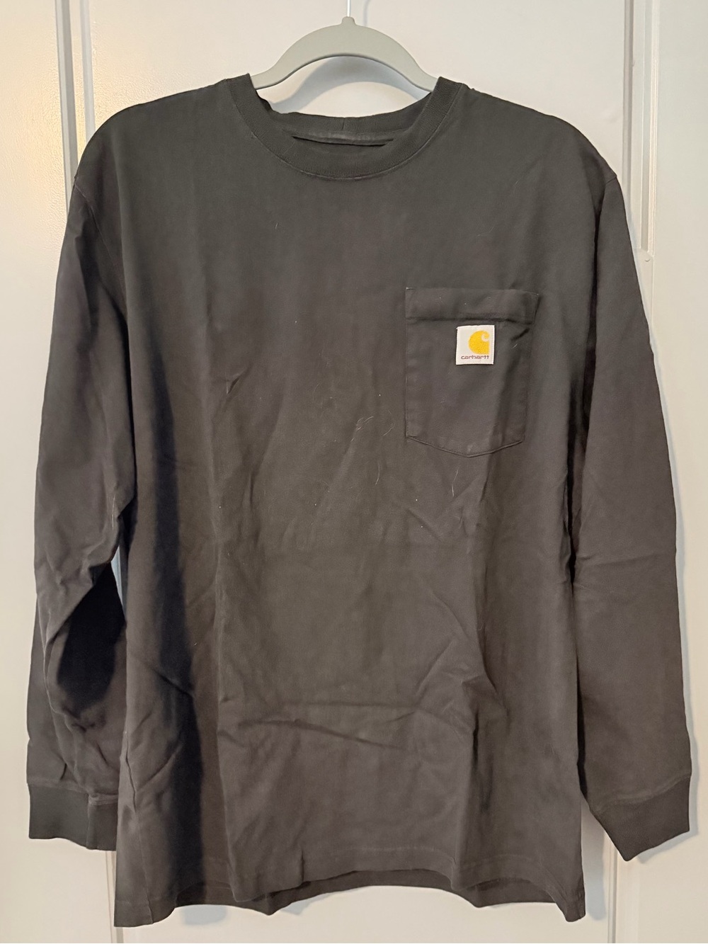 Carhartt Long-Sleeve Pocket Tee in Black with Logo Patch